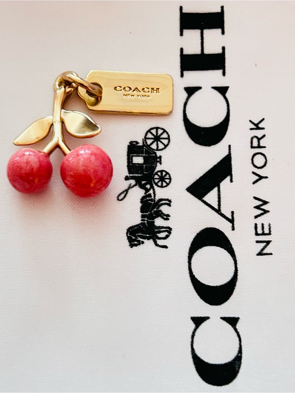 NWOT Coach Cherry Charm With Coach Tag  Necklace/Bracelet/ Keychain/ Bag Charm